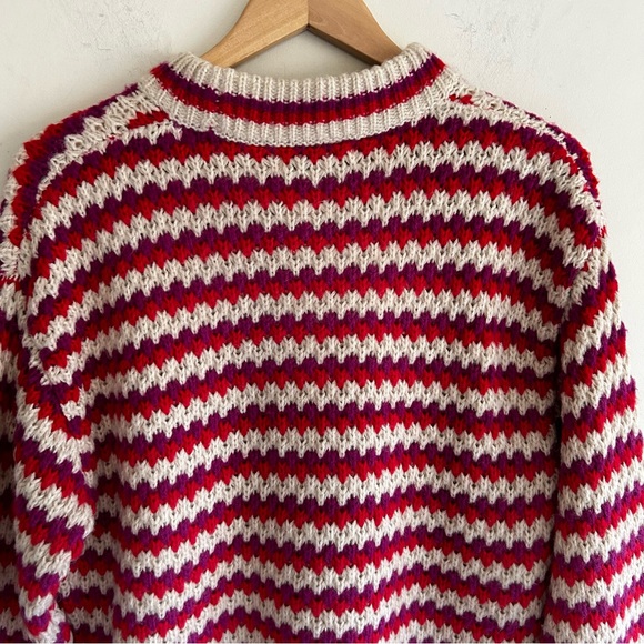 Rebecca Minkoff Red Stripe Chunky Knit Wool Blend Sweater Size Med - Picture 7 of 16